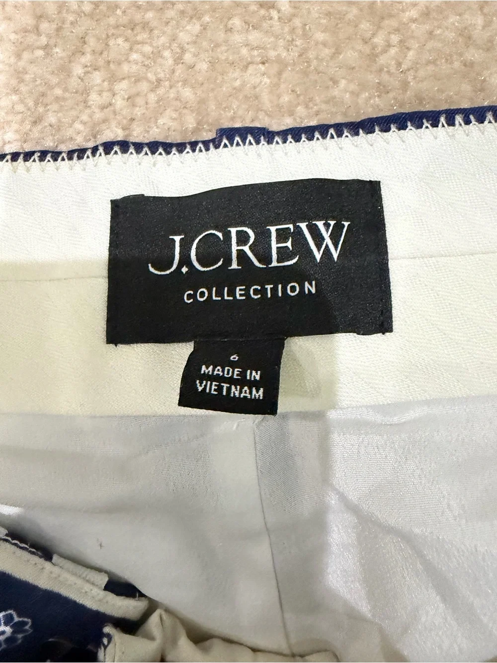 J. Crew Navy and White Paisley Flare Pants